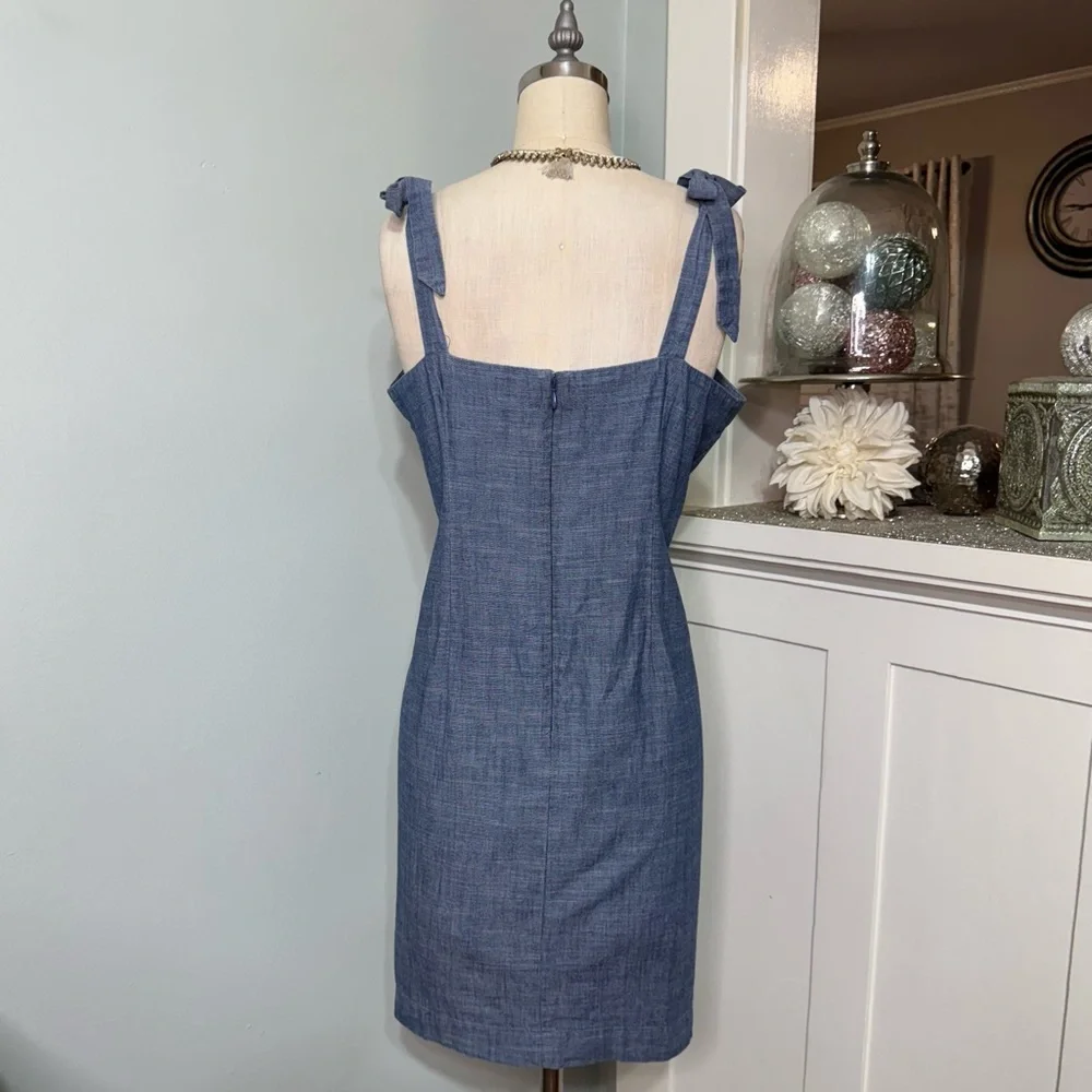 J. Crew Shoulder Tie Denim Blue Chambray Dress Large